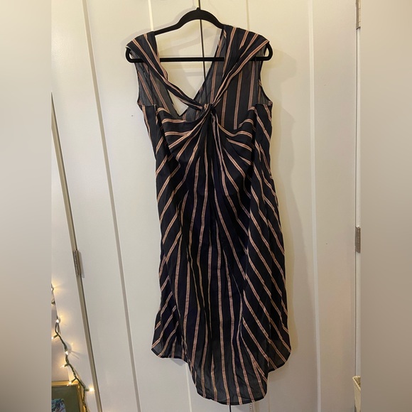 Vince textured stripe twist front halter dress - Picture 12 of 17